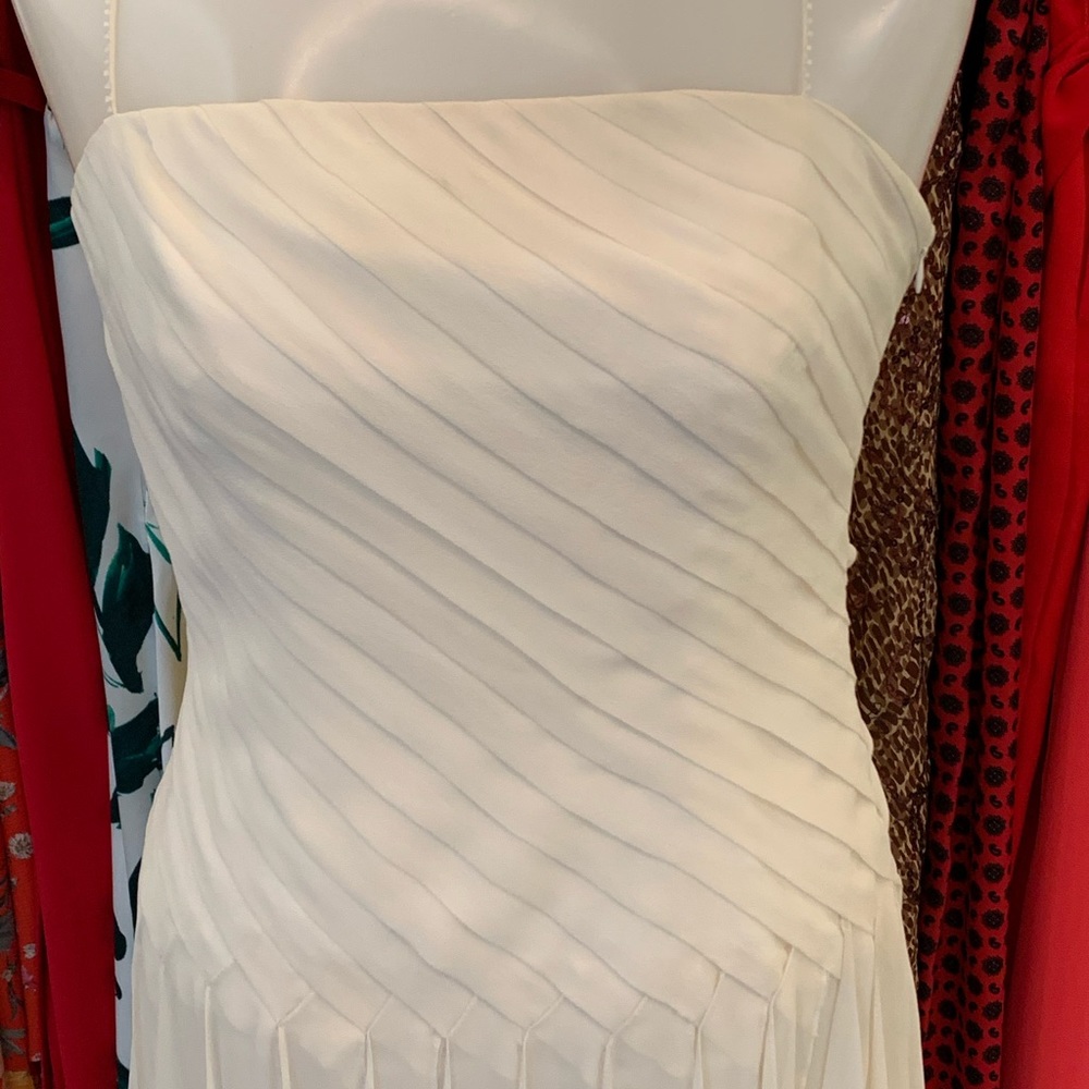 NWOT Ivory silk dress with handerkerchief hem - Picture 3 of 6